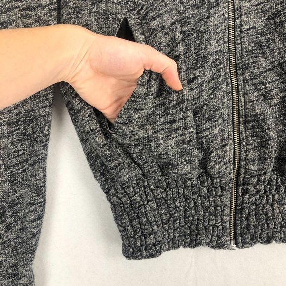 Levi's Women's Size Small Grey Full Zip Long Sleeve Knit Smocked Sweater Jacket - Picture 4 of 11
